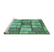 Sideview of Machine Washable Abstract Turquoise Modern Area Rugs, wshabs504turq