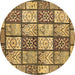 Round Abstract Brown Modern Rug, abs504brn