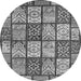 Round Machine Washable Abstract Gray Modern Rug, wshabs504gry