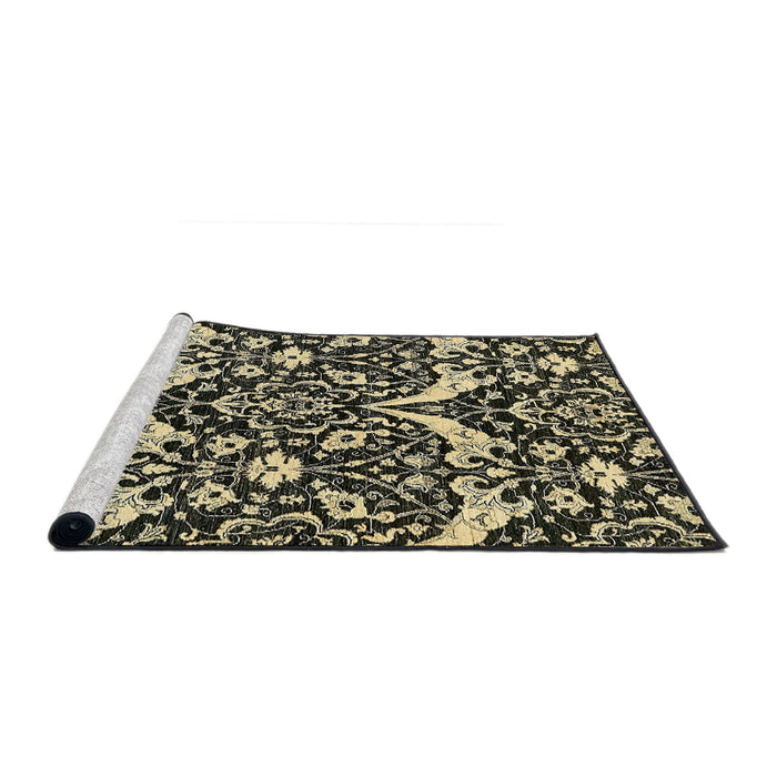 Sideview of Machine Washable Abstract Ginger Brown Green Rug, wshabs505
