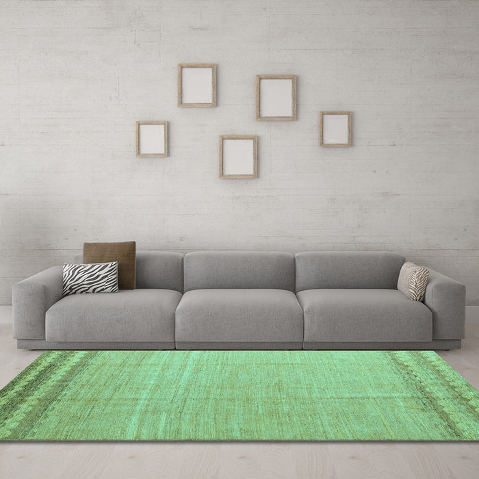 Machine Washable Solid Turquoise Modern Area Rugs in a Living Room,, wshabs5050turq