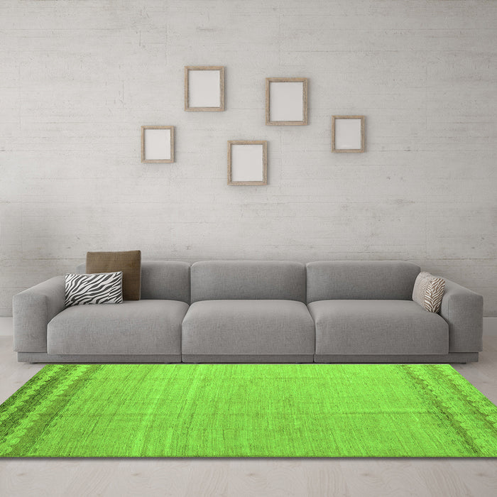 Machine Washable Solid Green Modern Area Rugs in a Living Room,, wshabs5050grn