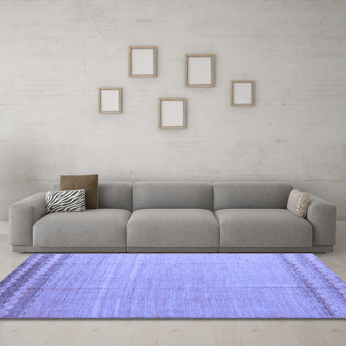 Machine Washable Solid Blue Modern Rug in a Living Room, wshabs5050blu