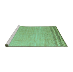 Sideview of Machine Washable Solid Turquoise Modern Area Rugs, wshabs5050turq