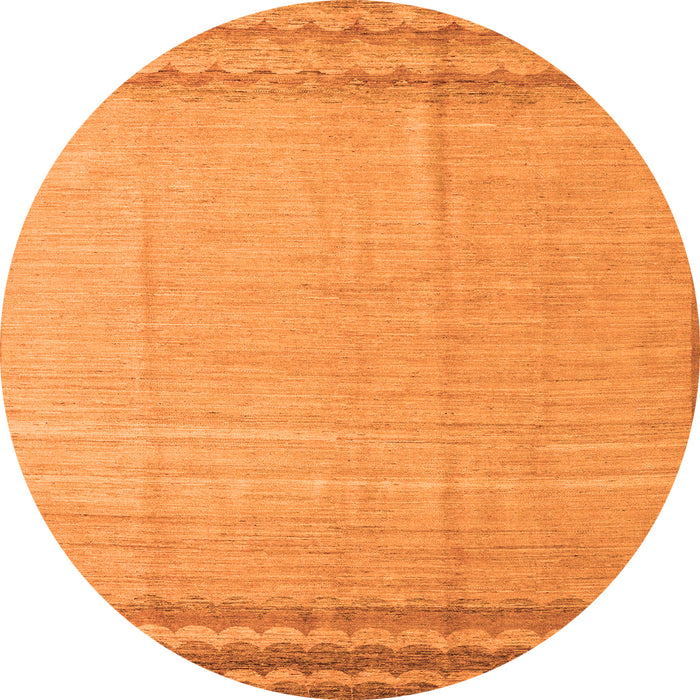 Round Machine Washable Solid Orange Modern Area Rugs, wshabs5050org