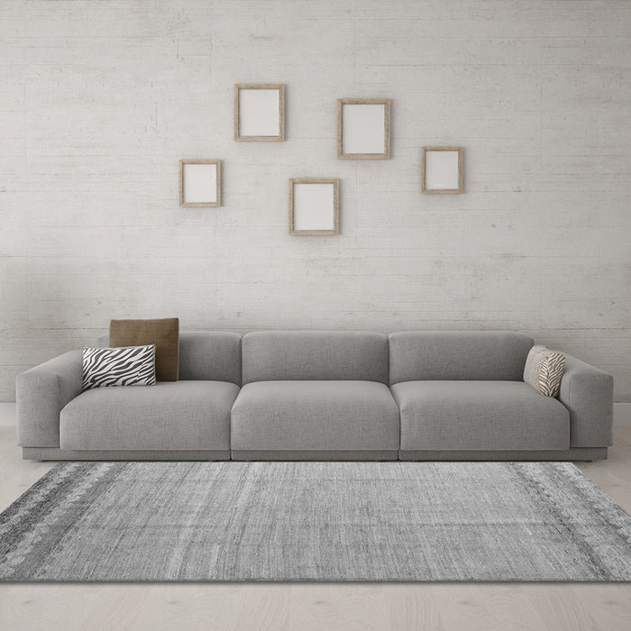 Machine Washable Solid Gray Modern Rug in a Living Room,, wshabs5050gry