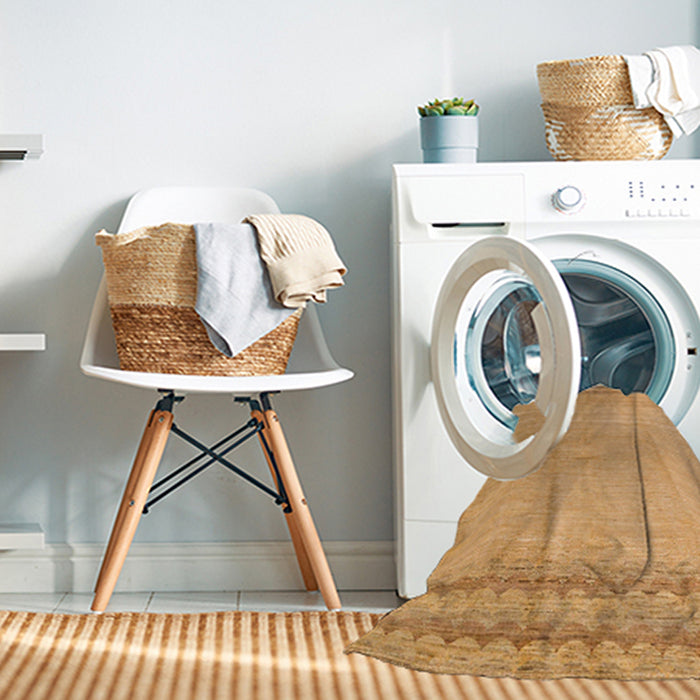 Machine Washable Abstract Orange Rug in a Washing Machine, wshabs5050