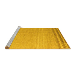Sideview of Machine Washable Solid Yellow Modern Rug, wshabs5050yw