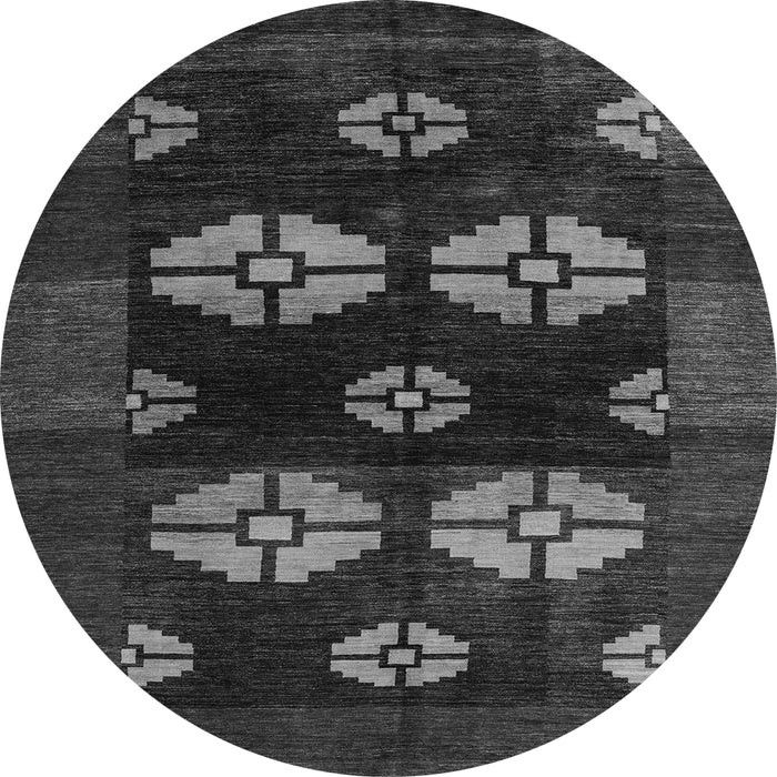 Round Machine Washable Abstract Gray Modern Rug, wshabs5051gry