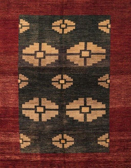 Abstract Dark Red Modern Rug, abs5051