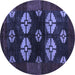 Round Machine Washable Abstract Blue Modern Rug, wshabs5051blu