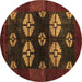 Round Machine Washable Abstract Brown Modern Rug, wshabs5051brn