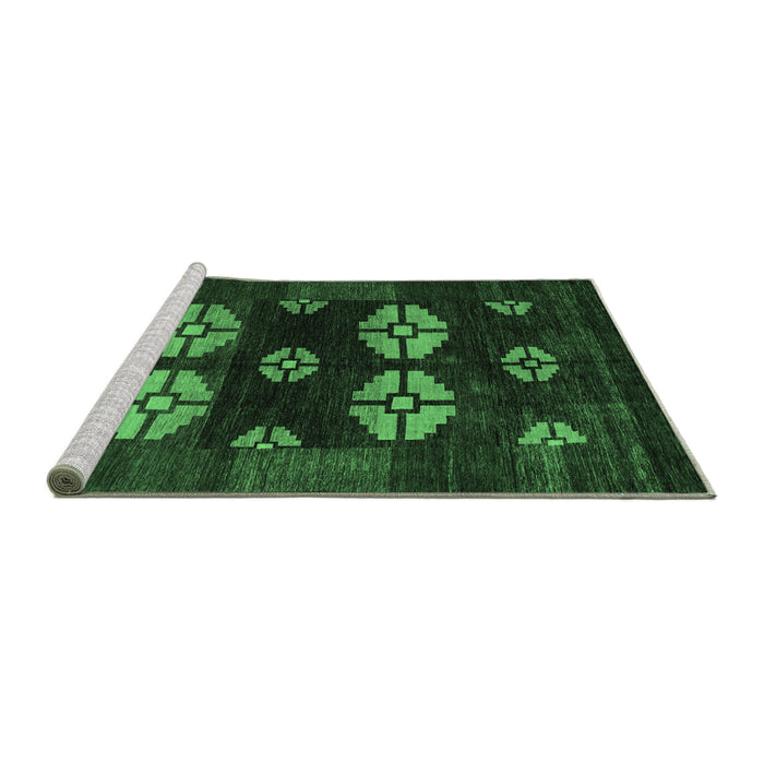 Sideview of Machine Washable Abstract Emerald Green Modern Area Rugs, wshabs5051emgrn