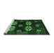 Sideview of Machine Washable Abstract Emerald Green Modern Area Rugs, wshabs5051emgrn