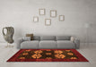 Machine Washable Abstract Orange Modern Area Rugs in a Living Room, wshabs5051org