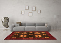 Machine Washable Abstract Orange Modern Rug, wshabs5051org