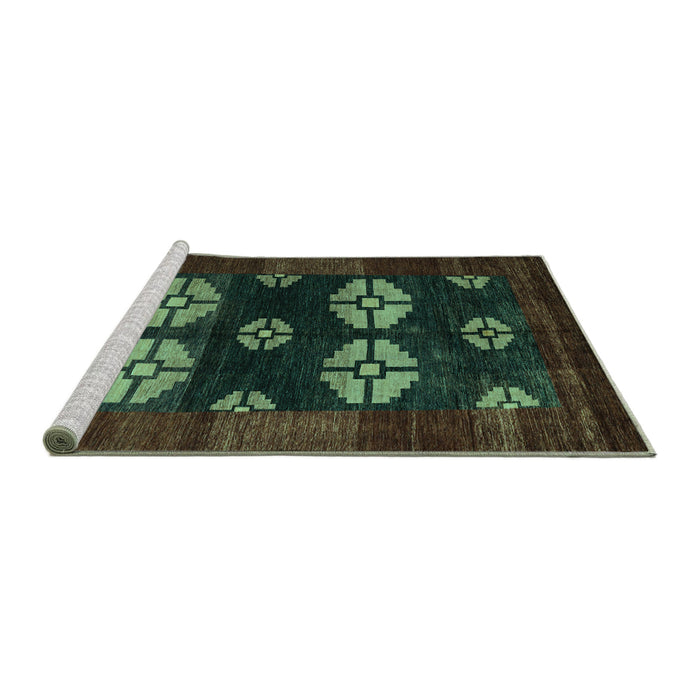 Sideview of Machine Washable Abstract Turquoise Modern Area Rugs, wshabs5051turq