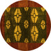 Round Abstract Yellow Modern Rug, abs5051yw