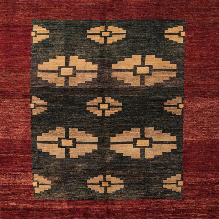 Square Abstract Dark Red Modern Rug, abs5051