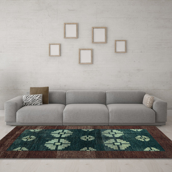 Machine Washable Abstract Light Blue Modern Rug in a Living Room, wshabs5051lblu