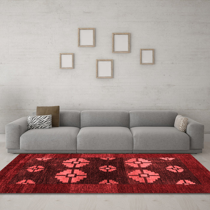 Modern Red Washable Rugs