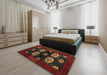 Abstract Dark Red Modern Rug in a Bedroom, abs5051