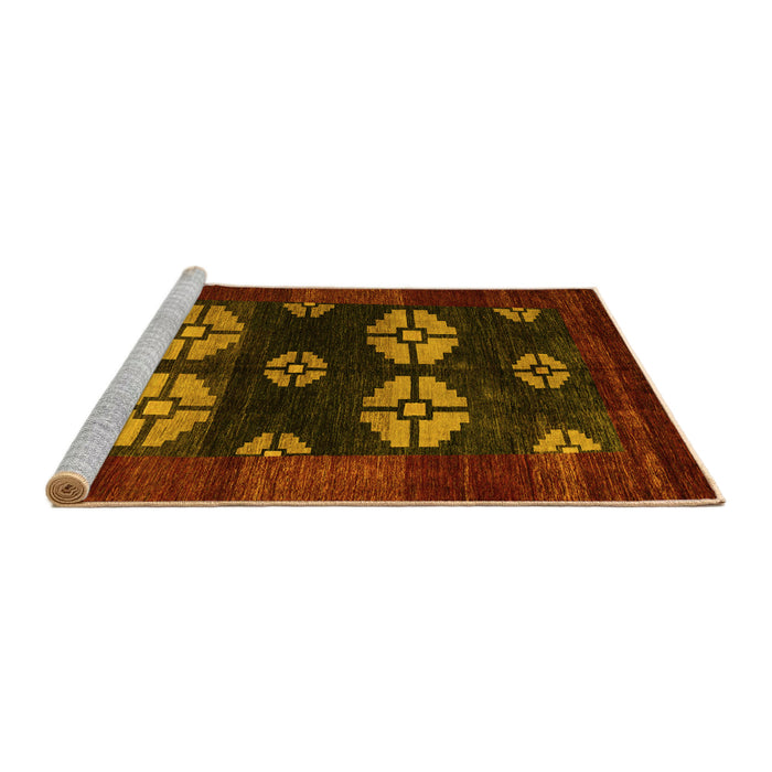 Sideview of Machine Washable Abstract Yellow Modern Rug, wshabs5051yw