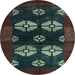 Round Abstract Light Blue Modern Rug, abs5051lblu