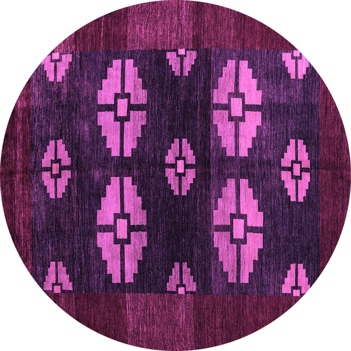 Round Abstract Purple Modern Rug, abs5051pur