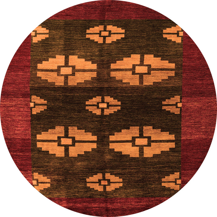 Round Abstract Orange Modern Rug, abs5051org