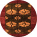 Round Machine Washable Abstract Orange Modern Area Rugs, wshabs5051org