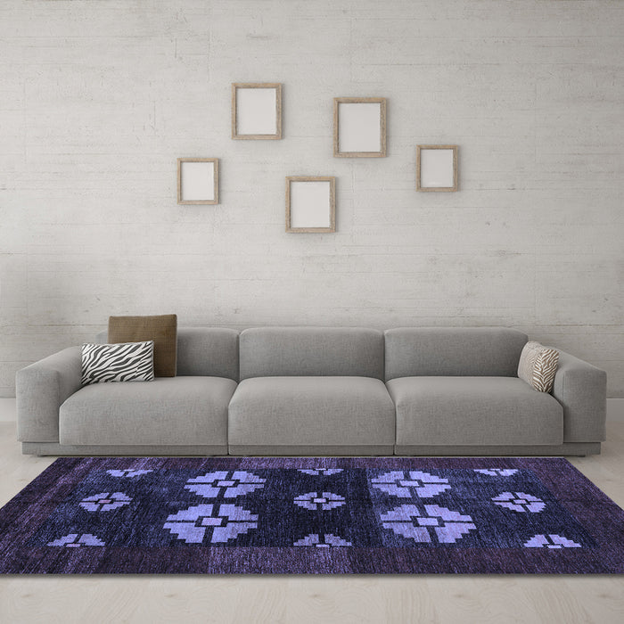 Machine Washable Abstract Blue Modern Rug in a Living Room, wshabs5051blu