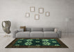 Machine Washable Abstract Turquoise Modern Area Rugs in a Living Room,, wshabs5051turq