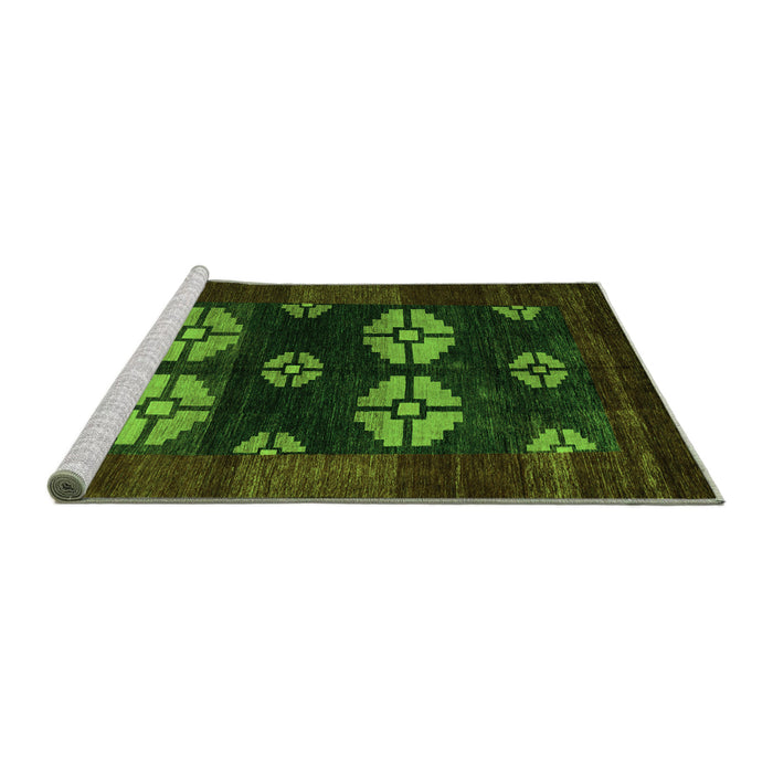 Sideview of Machine Washable Abstract Green Modern Area Rugs, wshabs5051grn