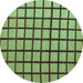 Round Checkered Turquoise Modern Rug, abs5052turq