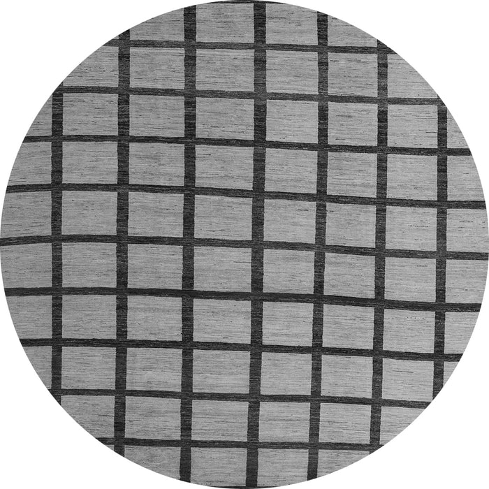 Round Machine Washable Checkered Gray Modern Rug, wshabs5052gry