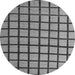 Round Machine Washable Checkered Gray Modern Rug, wshabs5052gry
