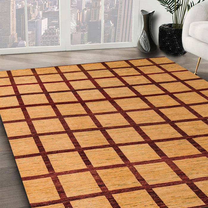 Machine Washable Abstract Dark Orange Rug in a Family Room, wshabs5052