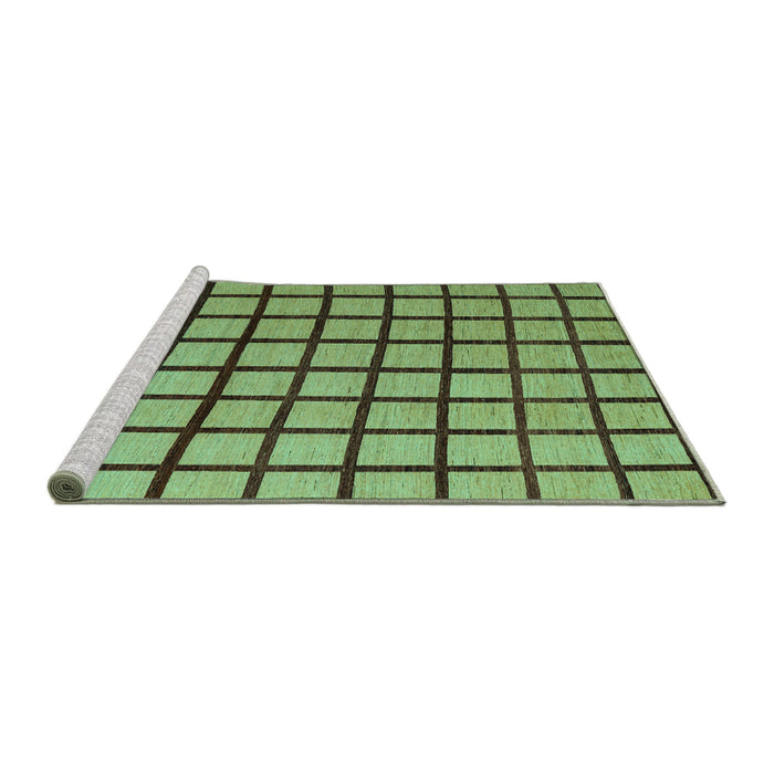 Sideview of Machine Washable Checkered Turquoise Modern Area Rugs, wshabs5052turq
