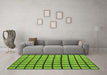 Machine Washable Checkered Green Modern Area Rugs in a Living Room,, wshabs5052grn