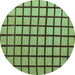 Round Machine Washable Checkered Turquoise Modern Area Rugs, wshabs5052turq