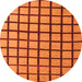 Round Machine Washable Checkered Orange Modern Area Rugs, wshabs5052org