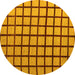 Round Machine Washable Checkered Yellow Modern Rug, wshabs5052yw