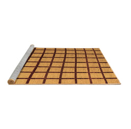Sideview of Machine Washable Checkered Brown Modern Rug, wshabs5052brn