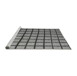 Sideview of Machine Washable Checkered Gray Modern Rug, wshabs5052gry