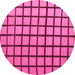 Round Machine Washable Checkered Pink Modern Rug, wshabs5052pnk