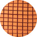 Round Checkered Orange Modern Rug, abs5052org