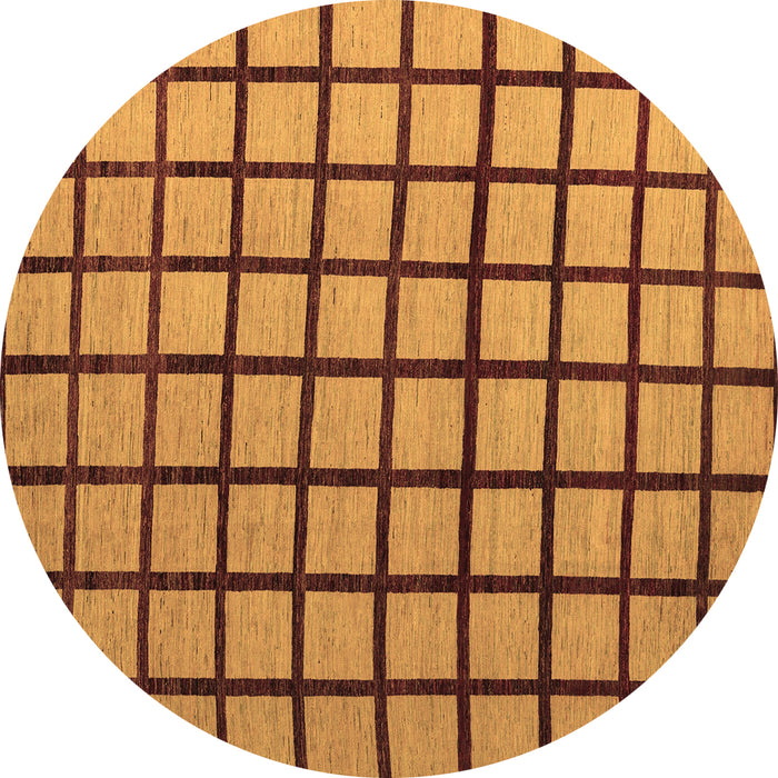 Round Machine Washable Checkered Brown Modern Rug, wshabs5052brn