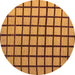 Round Machine Washable Checkered Brown Modern Rug, wshabs5052brn