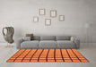 Machine Washable Checkered Orange Modern Area Rugs in a Living Room, wshabs5052org